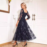 Simple Evening Dress 2026 New Broken Flower Long Net Collar Party Dress Dress HZ0517