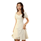 White Small Dress Can Usually Wear Light Luxury Small French Certificate Registration Dress Short Engagement Small HZ0517