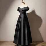 Black Art Exam Evening Dress Female Shoulder-Singing High-End French Banquet Host Atmospheric Temperament Solo HZ0517