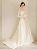 French-Style Linden Light Wedding Dress Bride Simple Breast-Wearing Temperament Waist Fish Tail Go Out Yarn Tail White Dress HZ0517