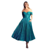 Word Shoulder Evening Dress 2026 New Fashion Temperament Elegant Air Show Back Evening Dress Banquet Party HZ0517