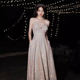 Braed Evening Dress 2026 Spring New Champagne Sexy Sequins Long Banquet Annual Meeting Dresses Women's Goods HZ0517