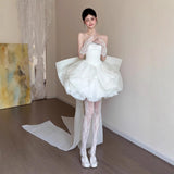 French Light Wedding Dress Small Morning Dress Woman 2026 New Breast-Wear Banquet Welcome Bing Phong Peng Engagement Dress Dress Dress HZ0517