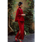New Chinese Cheongsam Toast 2026 New Retro National Style Wedding Dress Engagement Dress Long Sleeve Toast HZ0517
