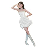 French Small Small Wedding Dress Bridal Bristling Short Ponbo Ponbo High-End Certificate Registration Engagement Dress HZ0517