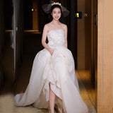 Purely Lusty Small Tail Light Yarn 2026 New Bridal Wedding Simple To Go Out To Welcome The Yarn Super Fairy White Dress Dress HZ0517