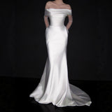 French Word Shoulder Light Wedding Dress With Simple Welcome To Go Out Yarn Super Fairy Temperament White Fishtail Dress HZ0517