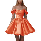 New Word Shoulder Ball Evening Dress 2026 Summer Short Foldless Shoulder-Free Party Adult Dress HZ0517