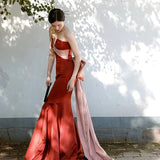 The Bridal 2026 New Tour Shot Light Wedding Wine Red Fish Tail Engagement Evening Dress HZ0517