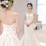 New French Linden Bosomed Fishtail Light Wedding Dress Bride Greets Out Yarn Wedding Toast Dress Dress HZ0517