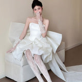 French Light Wedding Dress Small Morning Dress Woman 2026 New Breast-Wear Banquet Welcome Bing Phong Peng Engagement Dress Dress Dress HZ0517