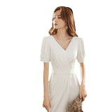 White Evening Dress Light Luxury Niche Banquet Temperament Can Usually Wear Sexy Fish Tail Certificate Registration Small White Dress Dress HZ0517