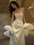 French Fish Tail Light Wedding Dress Bridal Breasts High-Level Travel Photography Small Personality Lace Wedding Morning Robe HZ0517