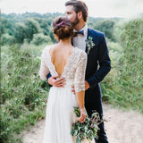 2026 Spring New Simple Bohemian Deep Wind V Lace Luo Back Beach Light Wedding Dress HZ0517
