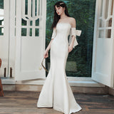 White Evening Dress 2026 New High-End Fish Tail Go Out Of The Yarn Studio Photo Small Welcome Photo Wedding Dress HZ0517