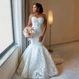 New Long-Sleeved Wedding Dress African Luxury Mermaid Bridal Dress Lace Large Size Dress Lady HZ0517