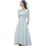 French Light Wedding Dress Small Man's Dens, Simple Usually Can Wear An Engagement White Dress To Register A Small Dress HZ0517