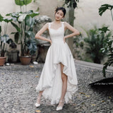 French-Style Thing Noodles Wedding Dress Simple White Sling Engagement Dress Temperament High Feeling Bride Go Out Yarn HZ0517