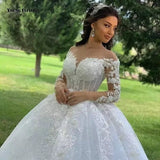 White Wedding Dress 2026 New Mid-Rise Long-Sleeved Lace French High-End Niche Shoulder-Tailed Wedding Dress HZ0517
