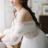 Mori Is Super Fairy Simple Light Wedding Dress Dream Small Man Travel To Go Out Yarn Thin Retro Shoulder Small Dress Woman HZ0517