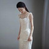 Suspension Light Wedding Dress French Simple Bridal Atmospheric Lace Out-To-Wear Temperament Thin Seny Fishtail Tailing Dress HZ0517