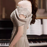 Champagne Evening Dress Dress Female Banquet Temperament Light Luxury Niche 2026 French Host High-End Art Exam Dress HZ0517