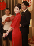 Bride Toast Suit 2026 New New Chinese Style Wine Red Dress Red Dress To The Engagement Cheongsam Toast HZ0517