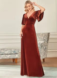 Velvet Banquet Evening Dress Fashion 2026 New Dress Atmospheric Elegant Fashion Evening Dress HZ0517