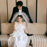 French-Style Fascling Light Wedding Dress New White Sling Dress Wedding Dress HZ0517