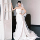 French Brated Light Wedding Dress Retro High-End Feel Bridal Temperament Engagement White Sen Family Go Out Dress HZ0517